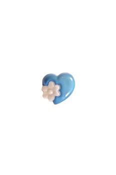 Kids buttons as hearts out plastic in medium blue 15 mm 0,59 inch